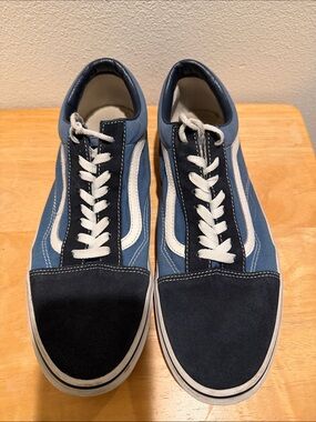 Vans Old Skool Sneakers in Navy and Light Blue with White Stripe